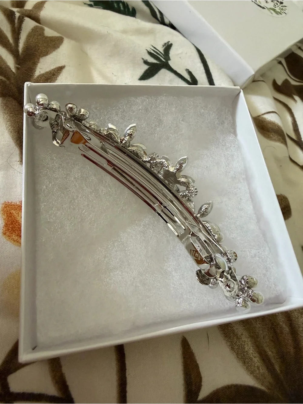 Rhinestone & Pearl Floral Hair Barrette - Never Worn